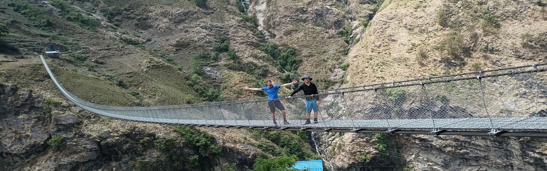 Crossing A suspension bridge at Khorla Bensi